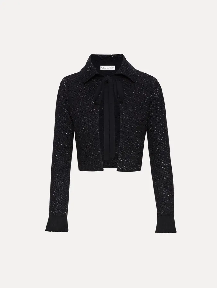 Women Jackets and Coats Oscar De La Renta Sequin Tweed Jacket Navy