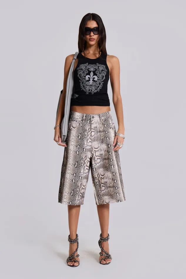 Women Jaded London Shop Rock Revival Black Fleur De Lis Vest Tops