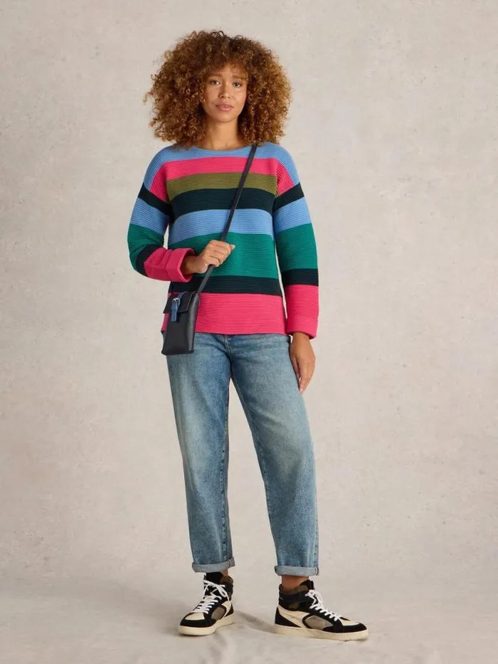 Women JANA STRIPE JUMPER Teal Multi White Stuff Knitwear