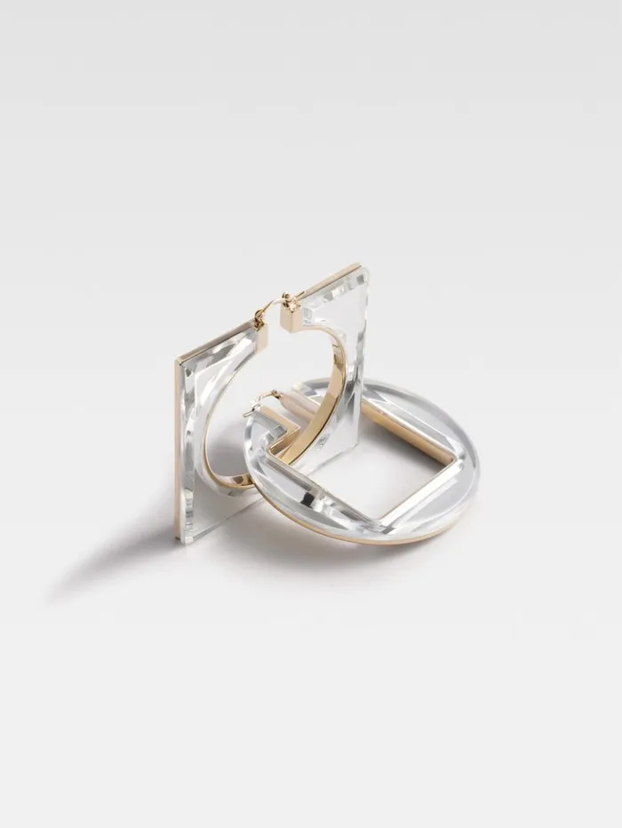 Women Jewellery JACQUEMUS The Rond Carr Hoops Earrings Silvertransparent Women Jewellery JACQUEMUS The Rond Carr Hoops Earrings Silvertransparent