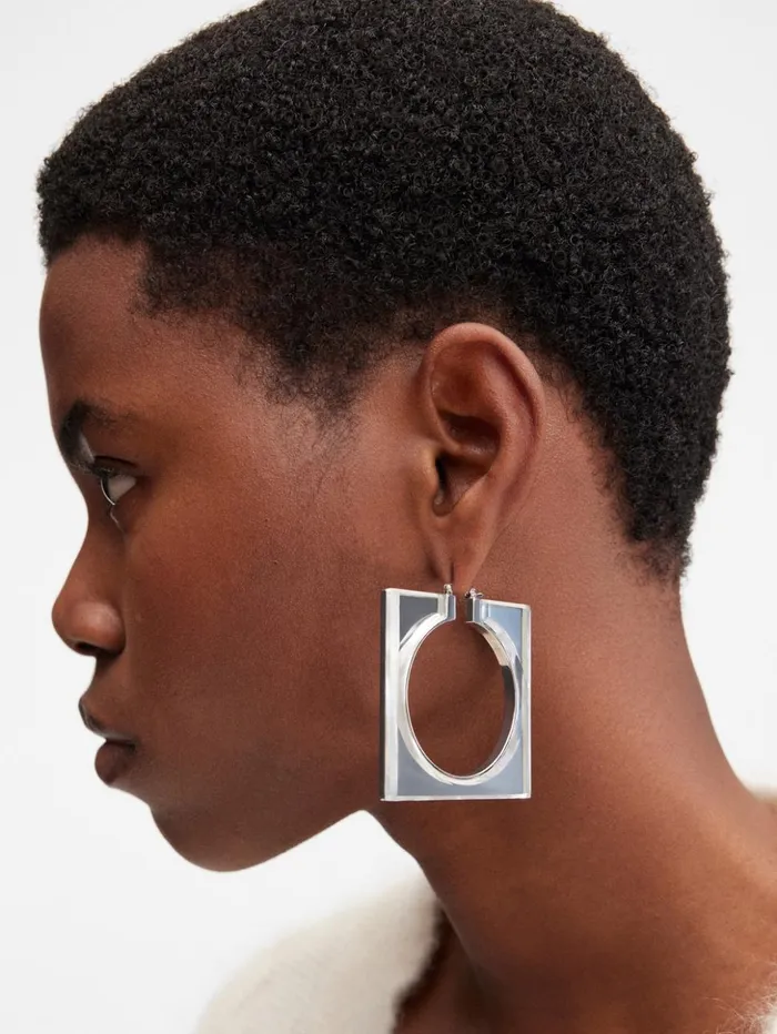 Women Jewellery JACQUEMUS The Rond Carr Hoops Earrings Silvertransparent Women Jewellery JACQUEMUS The Rond Carr Hoops Earrings Silvertransparent