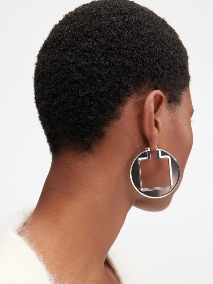 Women Jewellery JACQUEMUS The Rond Carr Hoops Earrings Silvertransparent Women Jewellery JACQUEMUS The Rond Carr Hoops Earrings Silvertransparent