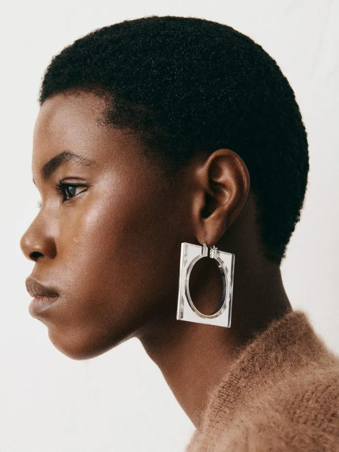 Women Jewellery JACQUEMUS The Rond Carr Hoops Earrings Silvertransparent Women Jewellery JACQUEMUS The Rond Carr Hoops Earrings Silvertransparent