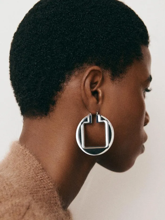 Women Jewellery JACQUEMUS The Rond Carr Hoops Earrings Silvertransparent Women Jewellery JACQUEMUS The Rond Carr Hoops Earrings Silvertransparent