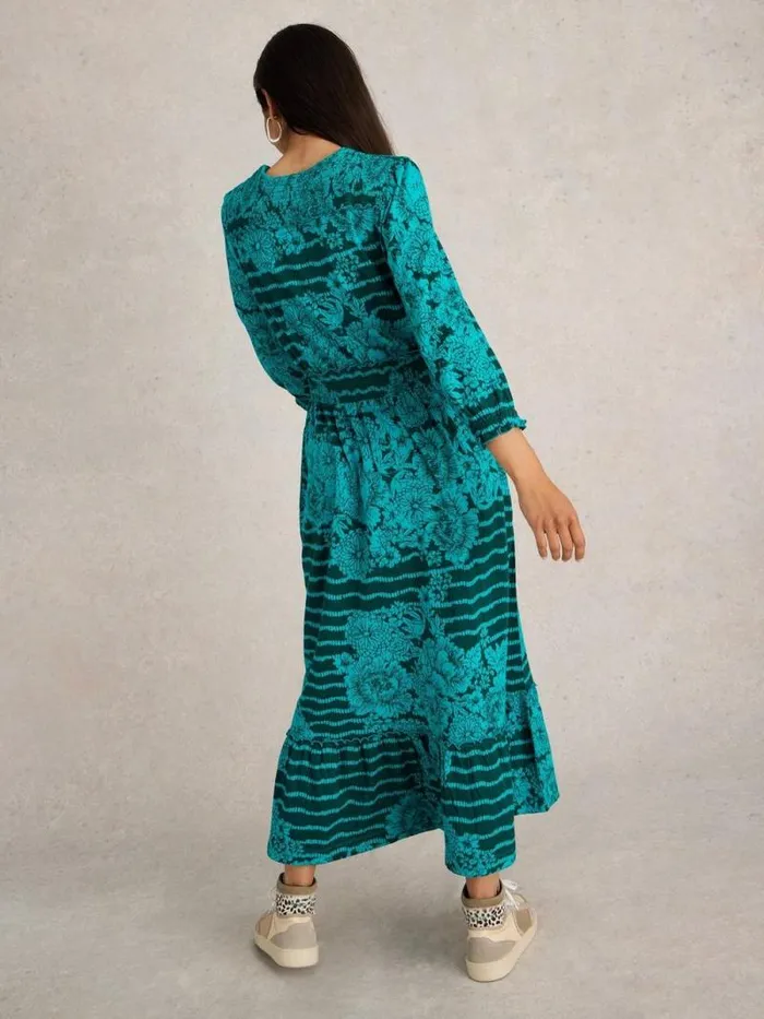 Women Jonie Shirred Jersey Dress Green Print White Stuff Dresses Women Jonie Shirred Jersey Dress Green Print White Stuff Dresses