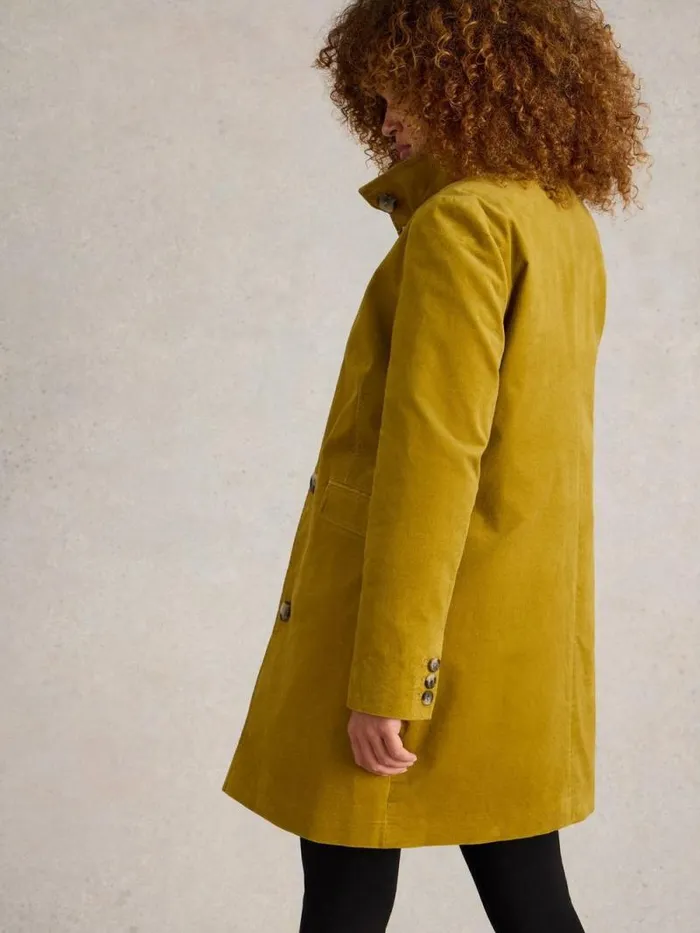 Women Karla Velvet Coat Mid Chartreuse White Stuff Coats and Jackets
