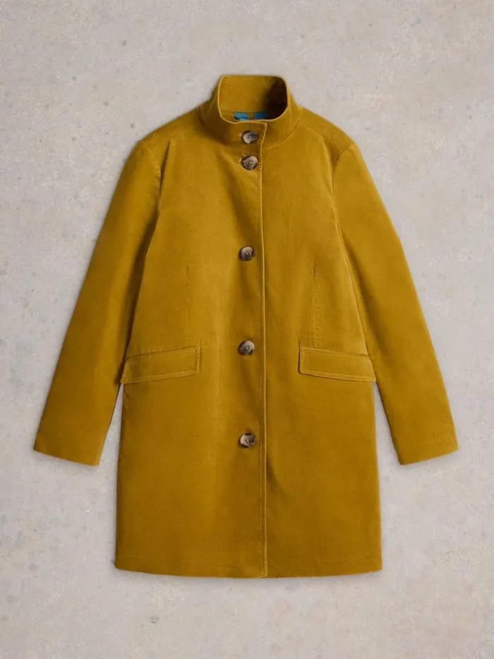 Women Karla Velvet Coat Mid Chartreuse White Stuff Coats and Jackets