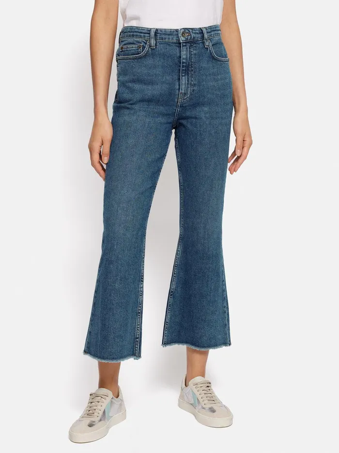Women Kick Flare Jean Vintage Mid Blue Jigsaw Denim