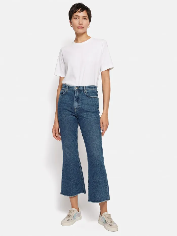 Women Kick Flare Jean Vintage Mid Blue Jigsaw Denim