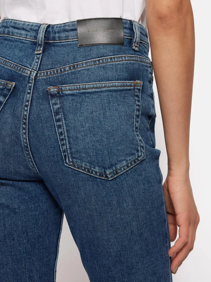 Women Kick Flare Jean Vintage Mid Blue Jigsaw Denim