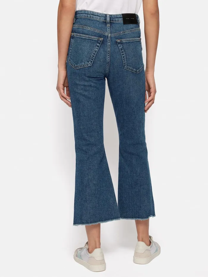 Women Kick Flare Jean Vintage Mid Blue Jigsaw Denim