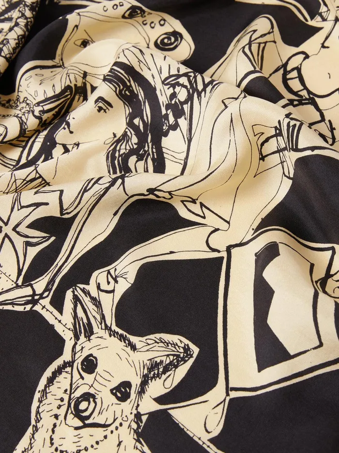 Women Kings and Queens Silk Scarf Monochrome Jigsaw Ponchos and Scarves