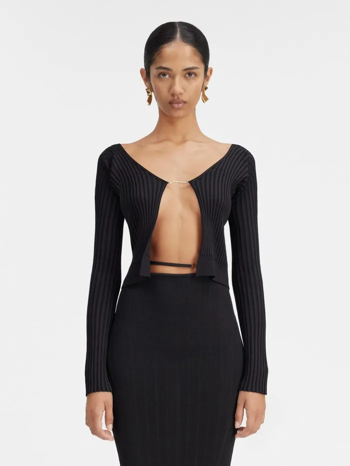 Women Knits JACQUEMUS The Long Pral Knit Black