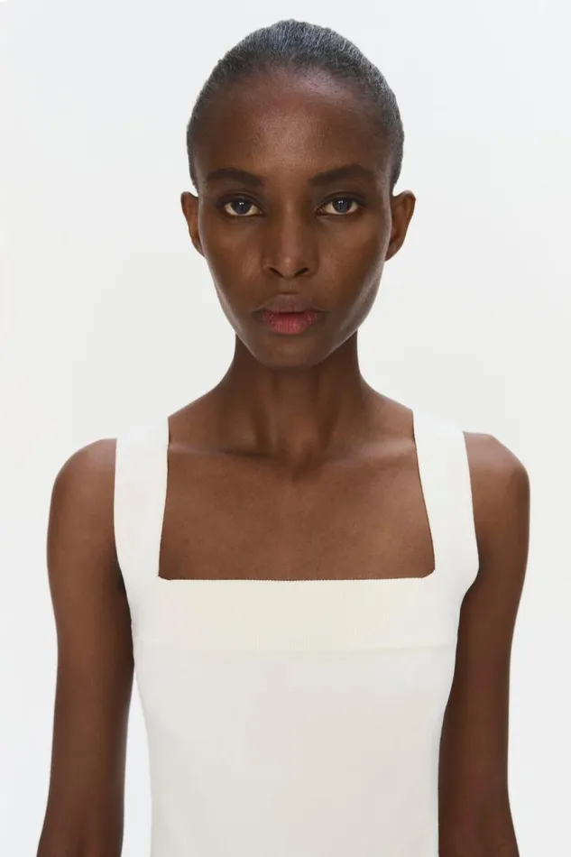 Women Knitwear Jonathan Simkhai Madine Top Ivory Square Neck Top Women Knitwear Jonathan Simkhai Madine Top Ivory Square Neck Top
