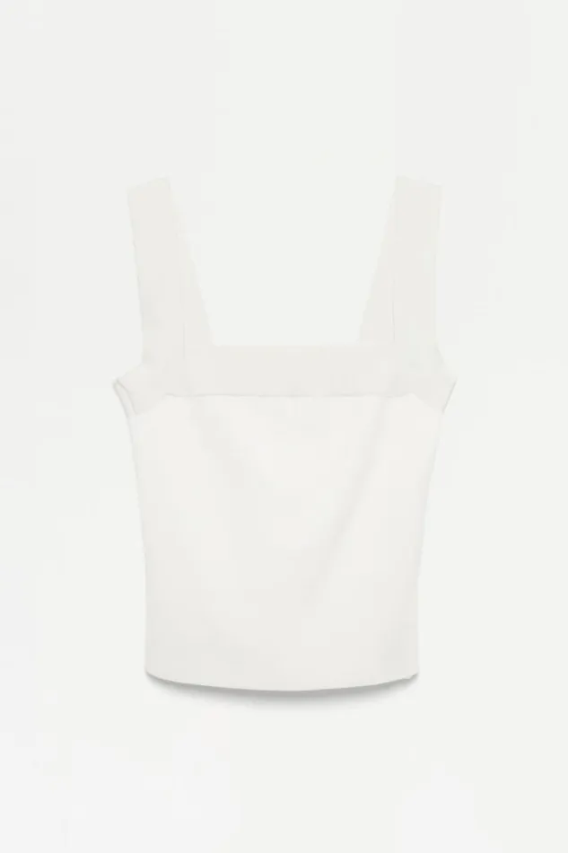 Women Knitwear Jonathan Simkhai Madine Top Ivory Square Neck Top Women Knitwear Jonathan Simkhai Madine Top Ivory Square Neck Top