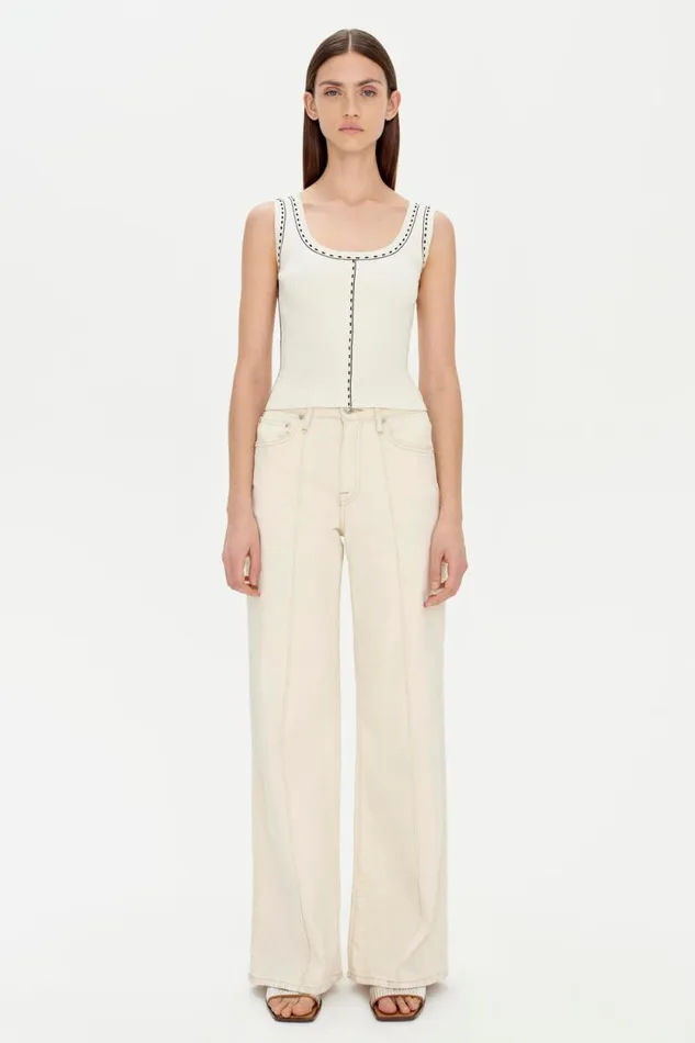 Women Knitwear Jonathan Simkhai Nailah Top Ivory Multi Sleeveless Knitted Top