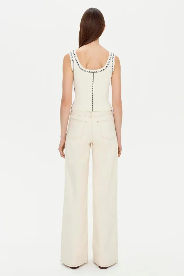 Women Knitwear Jonathan Simkhai Nailah Top Ivory Multi Sleeveless Knitted Top