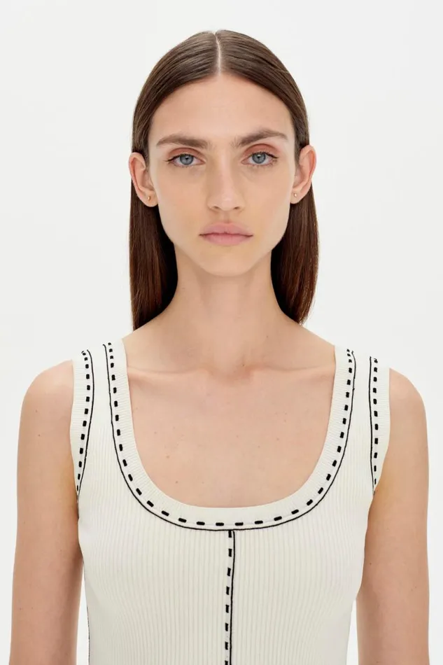 Women Knitwear Jonathan Simkhai Nailah Top Ivory Multi Sleeveless Knitted Top