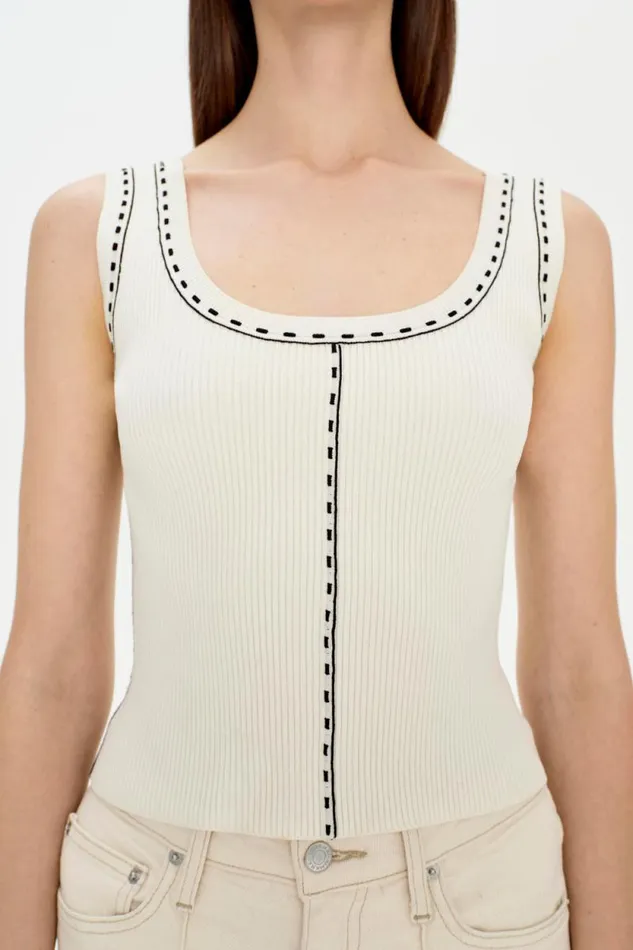 Women Knitwear Jonathan Simkhai Nailah Top Ivory Multi Sleeveless Knitted Top