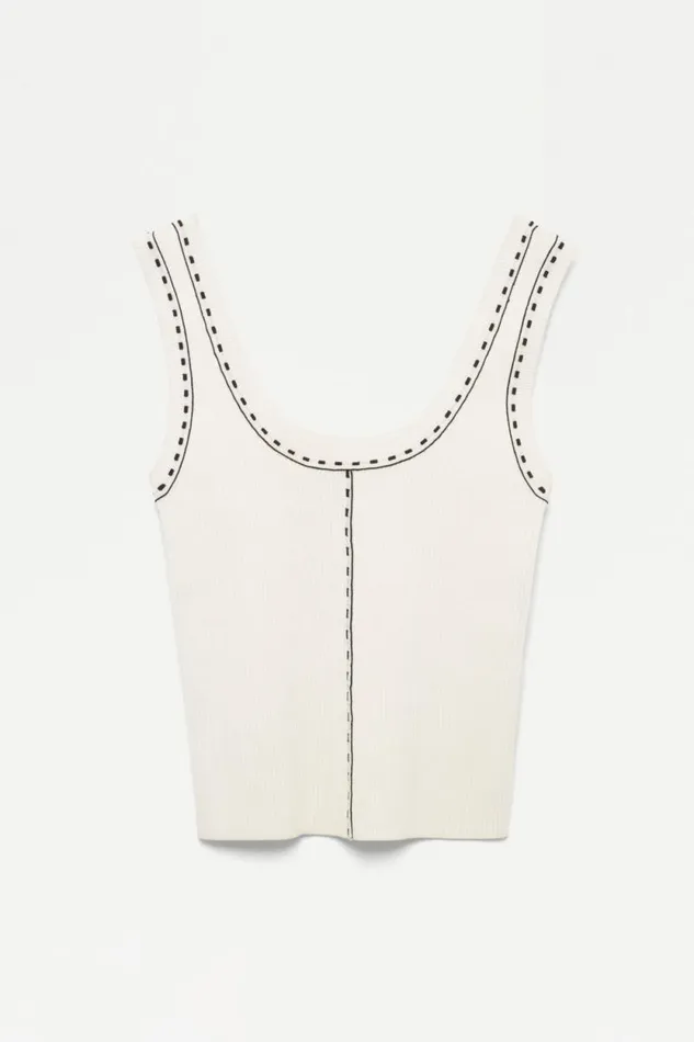 Women Knitwear Jonathan Simkhai Nailah Top Ivory Multi Sleeveless Knitted Top