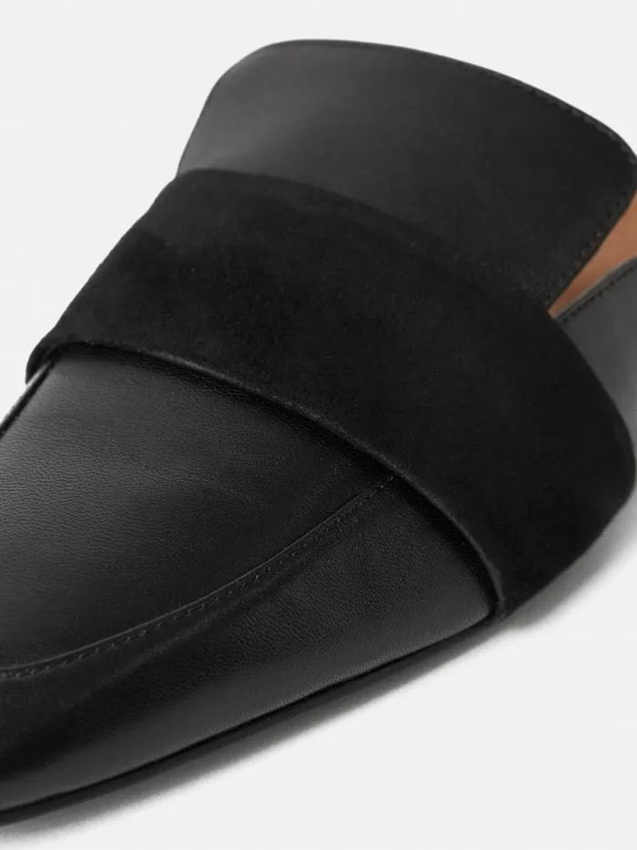 Women Leather Backless Loafer Black Jigsaw Wallets and Card Holders