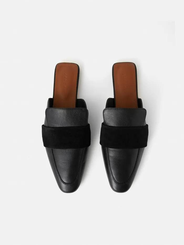 Women Leather Backless Loafer Black Jigsaw Wallets and Card Holders
