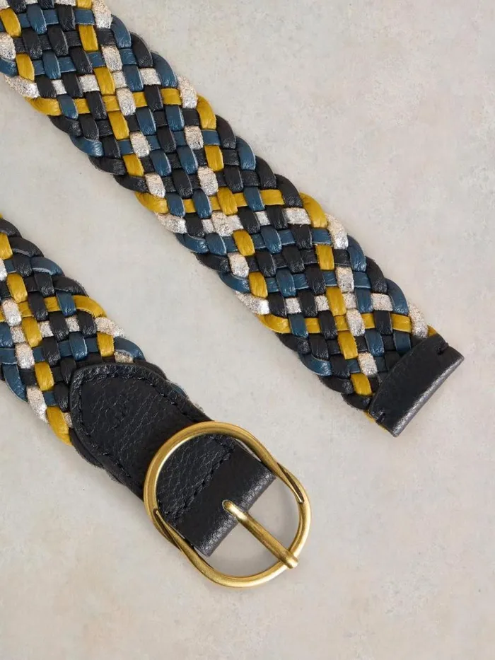 Women Leather Weave Belt Blue Multi White Stuff Belts