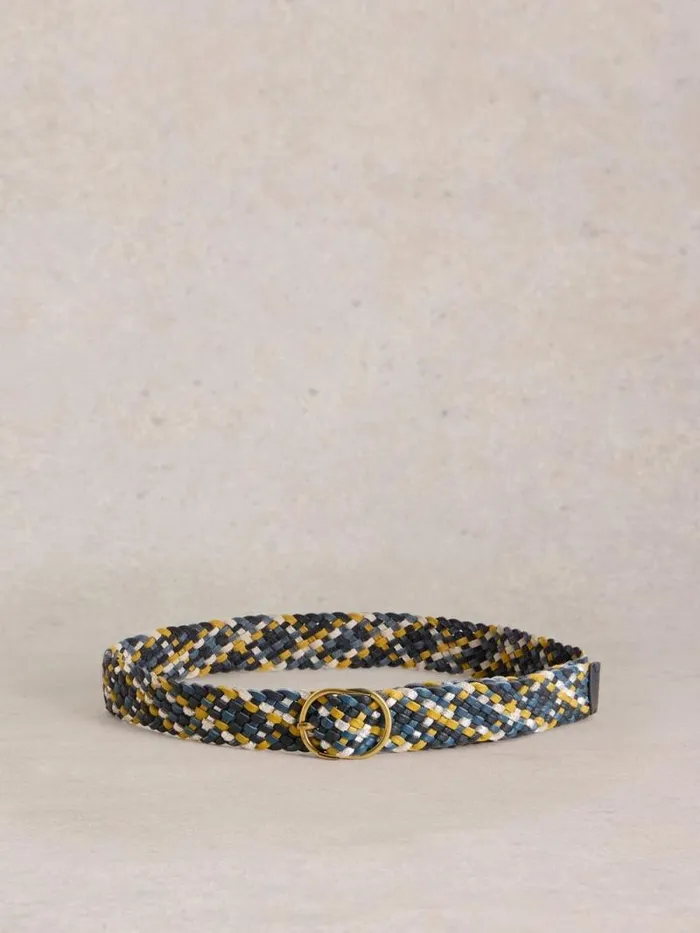 Women Leather Weave Belt Blue Multi White Stuff Belts