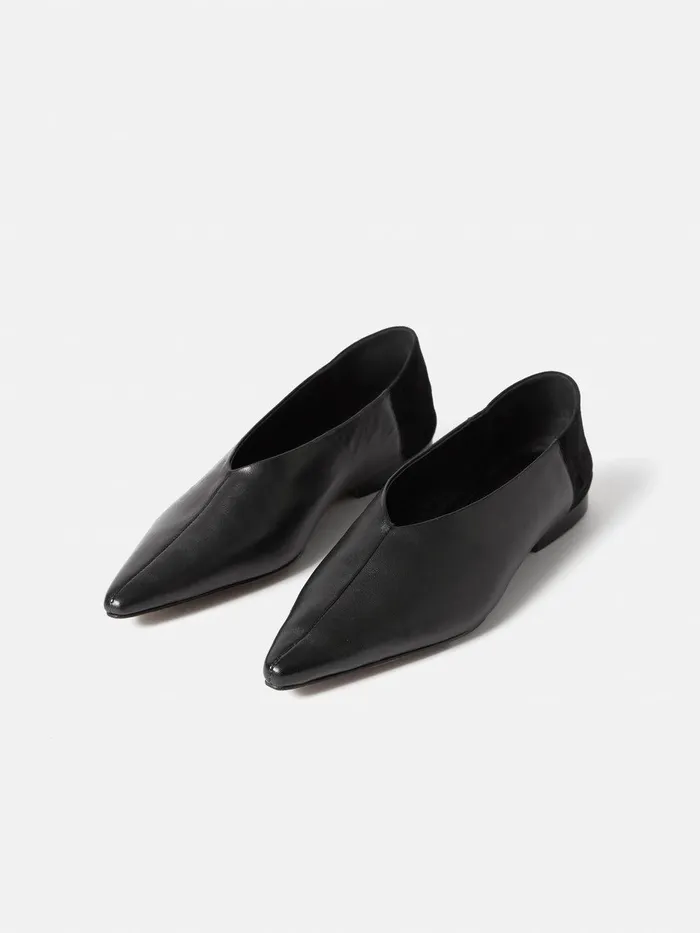Women Linnie Flat Pointed Ballerina Black Jigsaw Flats