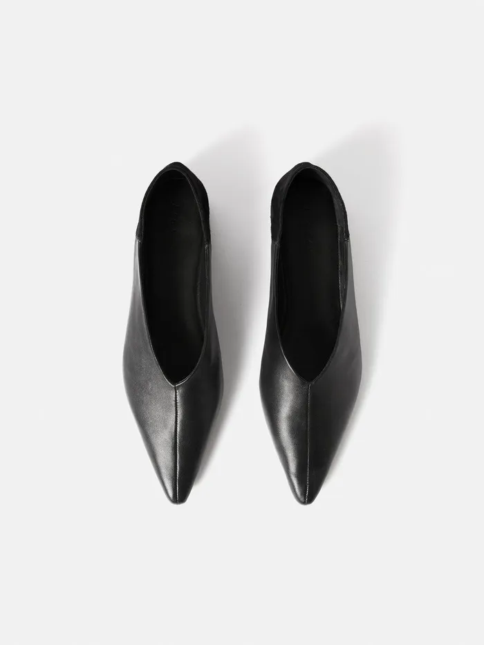 Women Linnie Flat Pointed Ballerina Black Jigsaw Flats