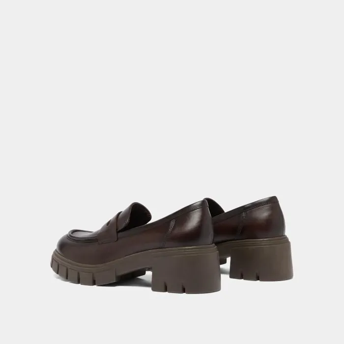 Women Loafers With Notched Soles Red Brown JONAK Loafers