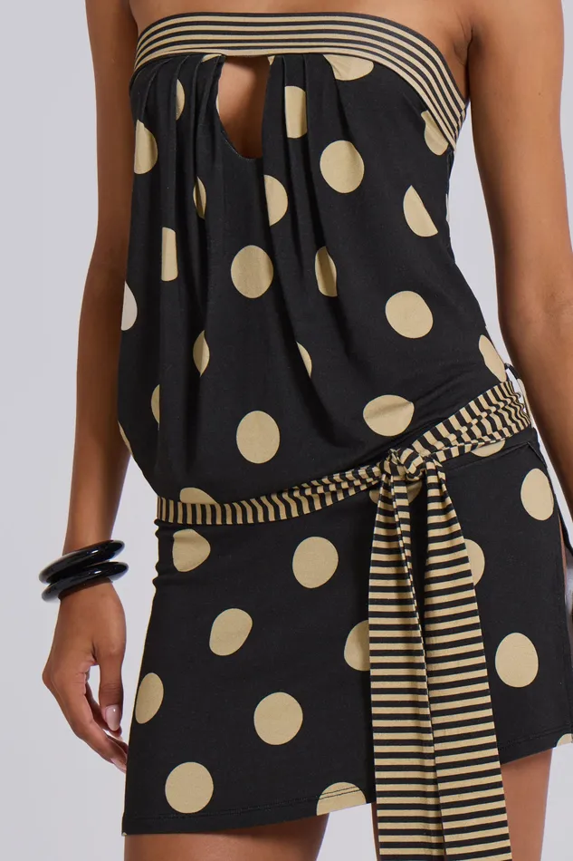 Women Lola Strapless Mini Dress in Polkadot Stripe Dresses Jaded London