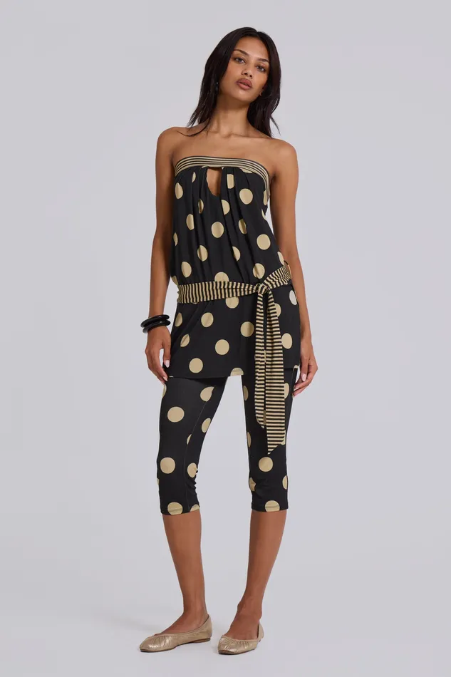 Women Lola Strapless Mini Dress in Polkadot Stripe Dresses Jaded London