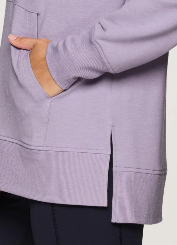 Women Long Weekend Hoodie Tunic Light Purple RBX Active Sweatshirts