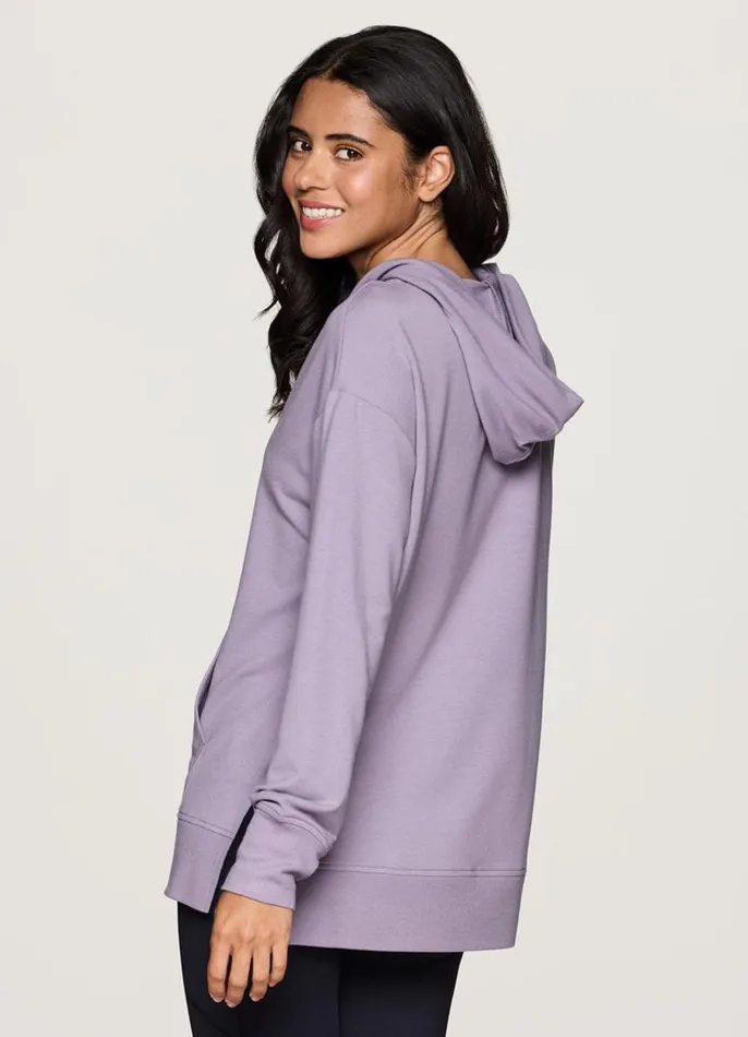 Women Long Weekend Hoodie Tunic Light Purple RBX Active Sweatshirts