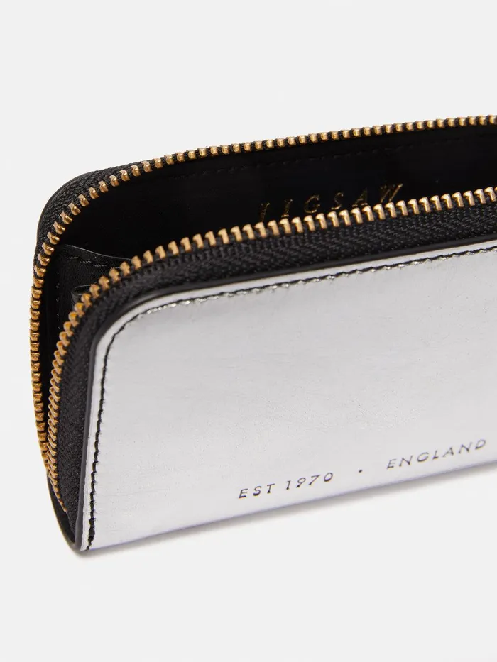 Women Maddie Leather Small Wallet Silver Jigsaw Wallets and Card Holders