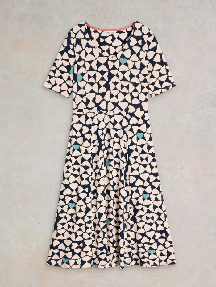 Women Madeline Midi Jersey Dress Navy Print White Stuff Dresses