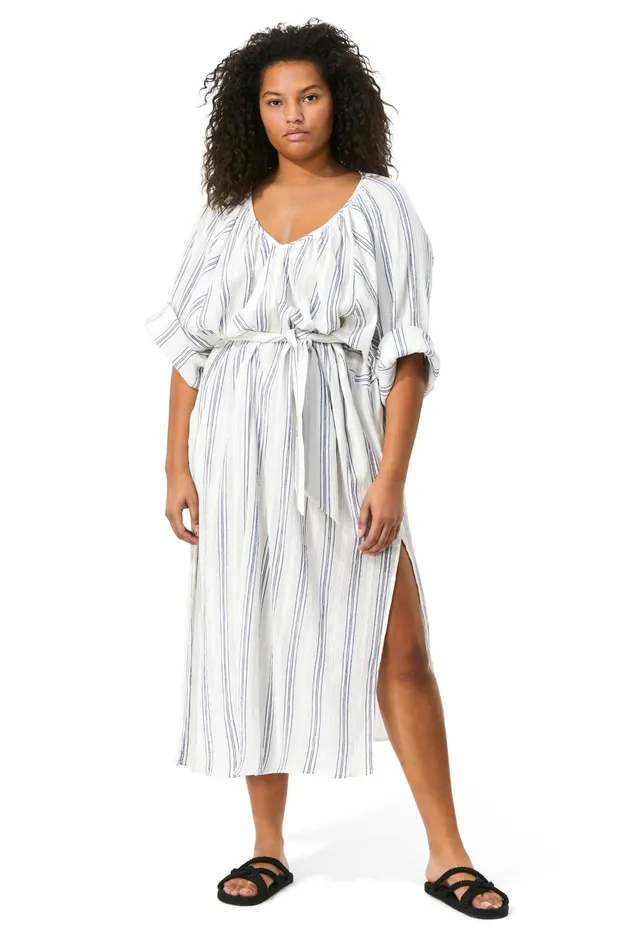 Women Mara Hoffman Extended Sizes Extended Luz Coverup Blue Cream
