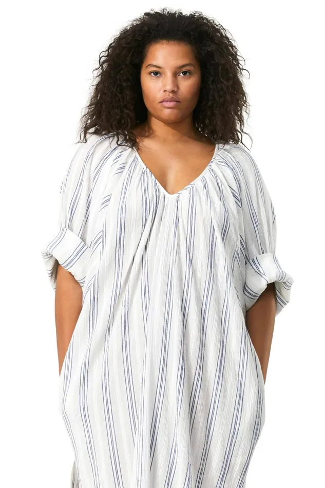 Women Mara Hoffman Extended Sizes Extended Luz Coverup Blue Cream Women Mara Hoffman Extended Sizes Extended Luz Coverup Blue Cream