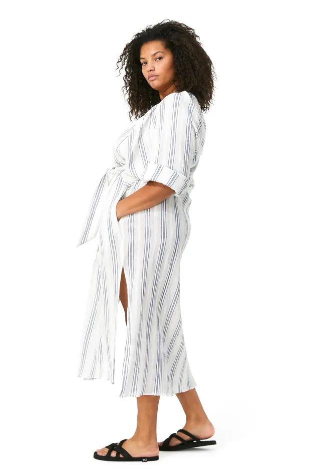 Women Mara Hoffman Extended Sizes Extended Luz Coverup Blue Cream Women Mara Hoffman Extended Sizes Extended Luz Coverup Blue Cream
