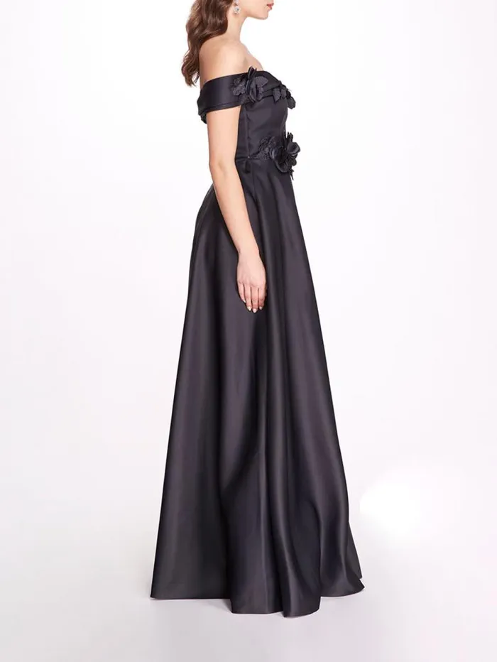 Women Marchesa Dresses Duchess Satin Ball Gown Navy