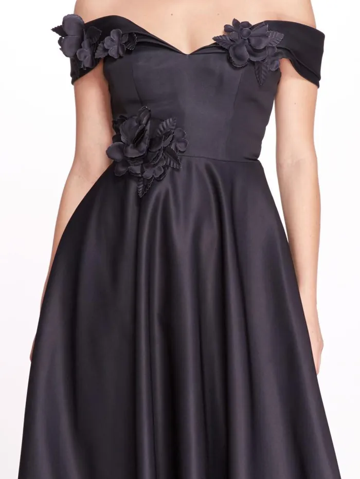 Women Marchesa Dresses Duchess Satin Ball Gown Navy