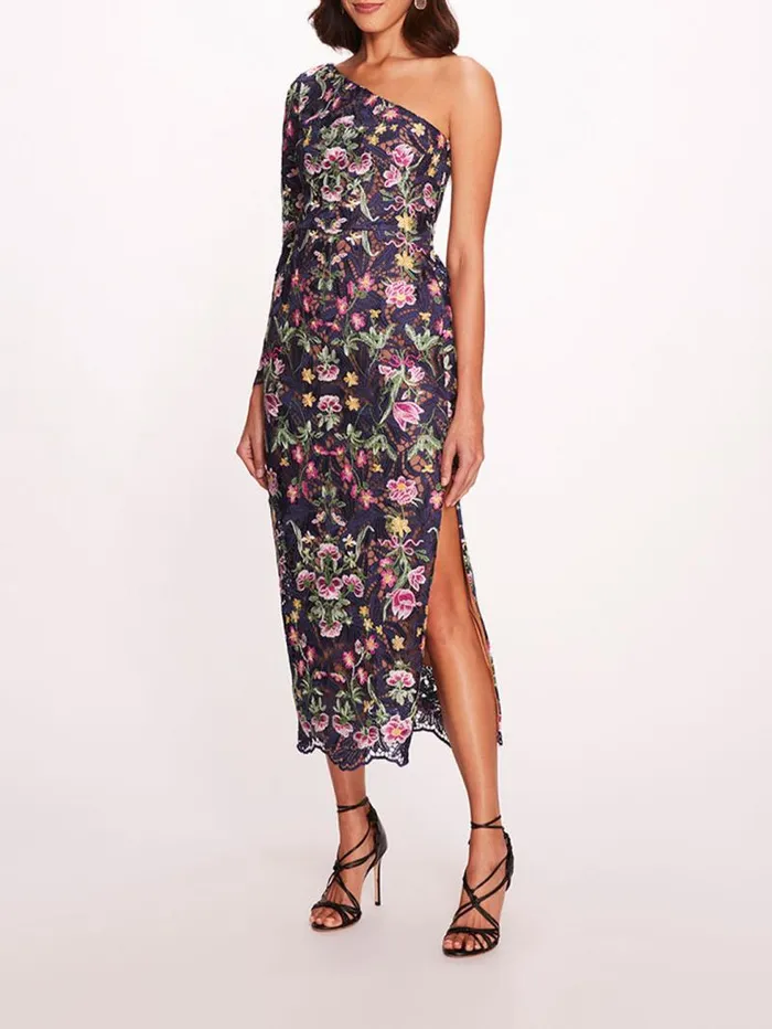 Women Marchesa Marchesa Notte Alexis Midi Dress Navy