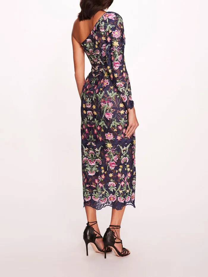 Women Marchesa Marchesa Notte Alexis Midi Dress Navy