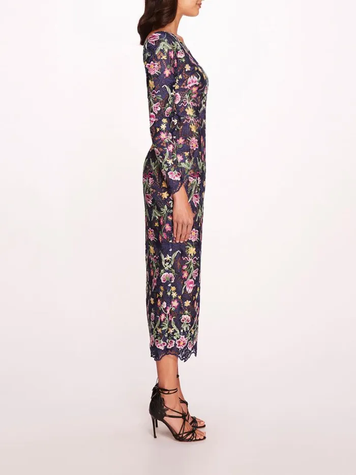 Women Marchesa Marchesa Notte Alexis Midi Dress Navy