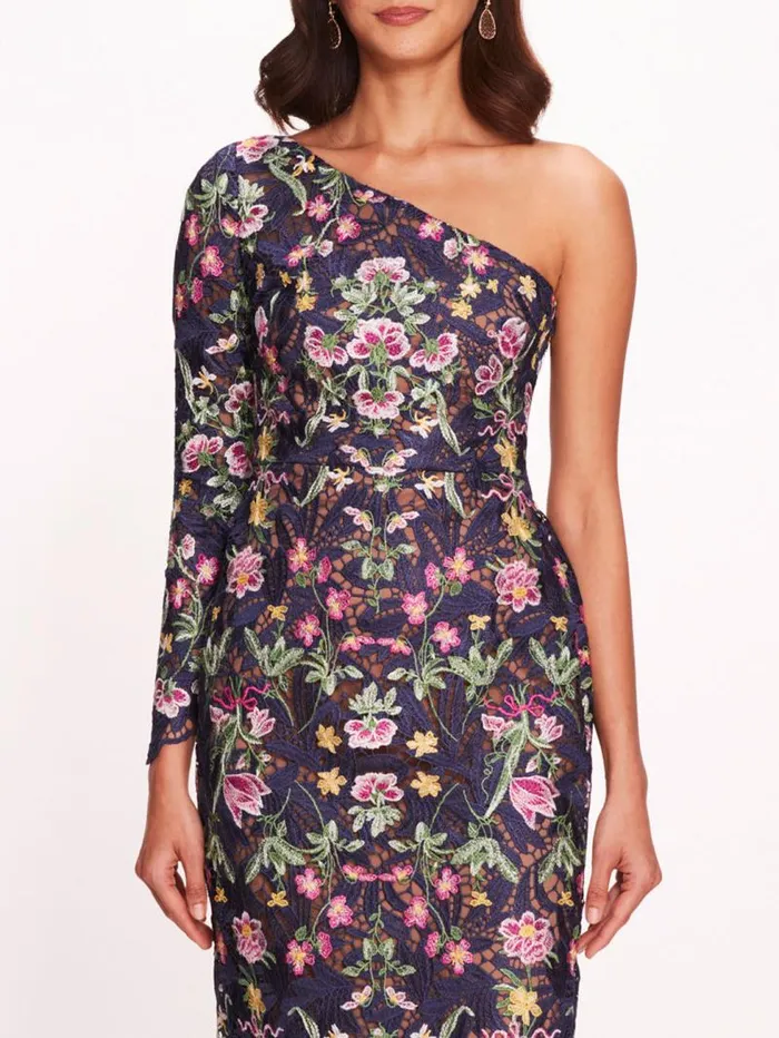 Women Marchesa Marchesa Notte Alexis Midi Dress Navy