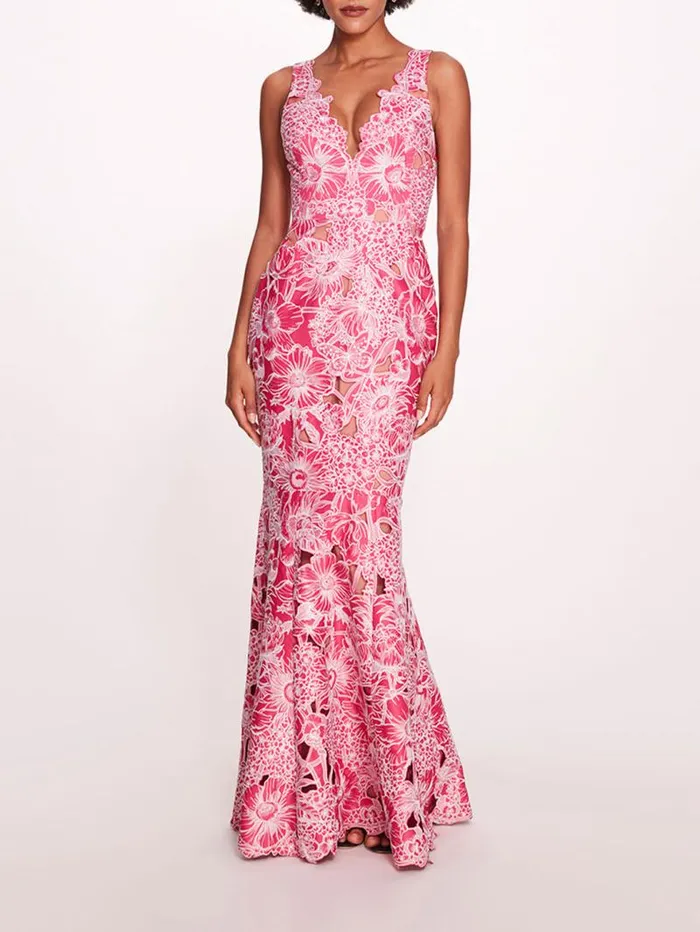 Women Marchesa Marchesa Notte Anthousai Gown Fuchsiaivory