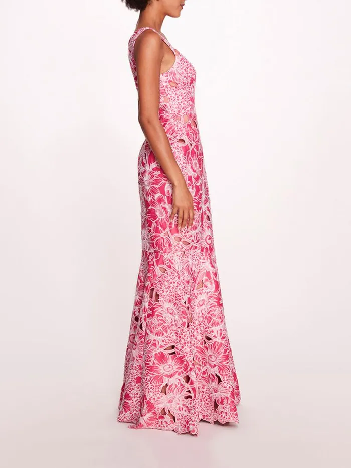 Women Marchesa Marchesa Notte Anthousai Gown Fuchsiaivory