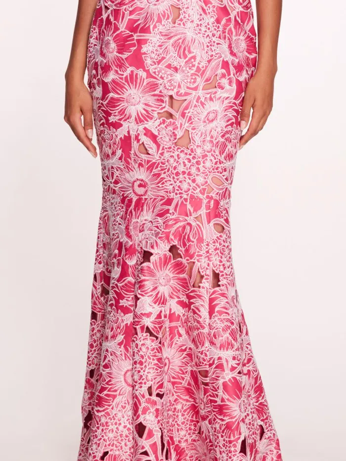 Women Marchesa Marchesa Notte Anthousai Gown Fuchsiaivory