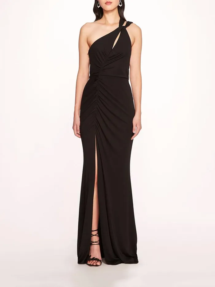 Women Marchesa Marchesa Notte Asymmetrical Matte Gown Black